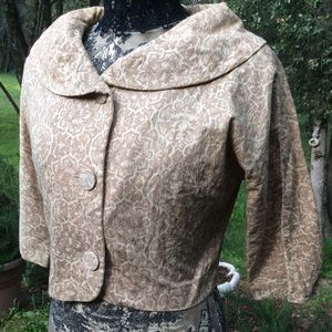 Vintage Sixties Crop Jacket Woven Damask Cotton S